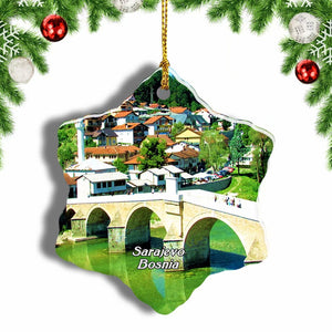 Latin Bridge Latin Bridge Bosnia Christmas Ornament 3 Inches Snow