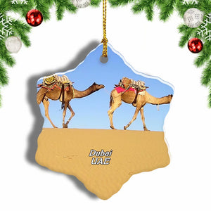 UAE Desert Camel Dubai Christmas Ornament 3 Inches Snow