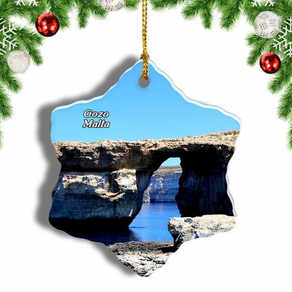 Malta Azure Window Gozo Christmas Ornament 3 Inches Snow