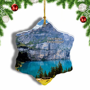 Switzerland Oeschinen Lake Christmas Ornament 3 Inches Snow