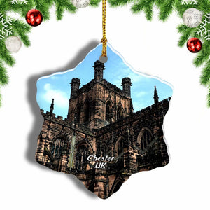 UK England Chester Cathedral Christmas Ornament 3 Inches Snow