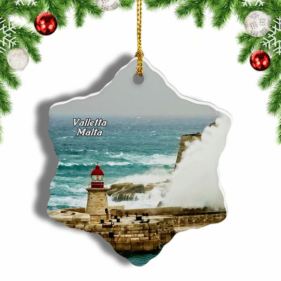 Malta Valletta Christmas Ornament 3 Inches Snow