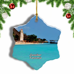 Nakupenda Beach Zanzibar Tanzania Christmas Ornament 3 Inches Snow