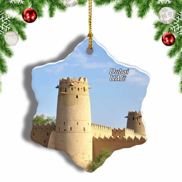 UAE Jahili Fort Al Ain Abu Dhabi Christmas Ornament 3 Inches Snow