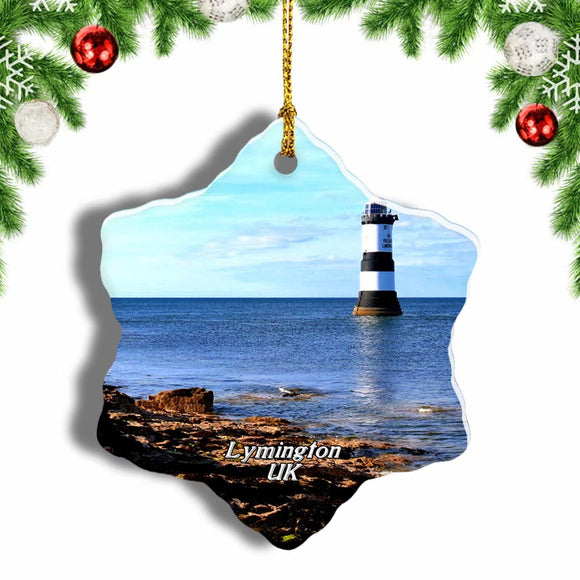 UK England Lighthouse Lymington Christmas Ornament 3 Inches Snow