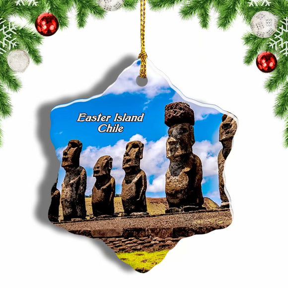 Chile Rapa Nui National Park Easter Island Christmas Ornament 3 Inches Snow