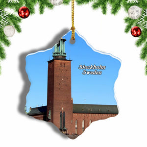 Sweden City Hall Stockholm Christmas Ornament 3 Inches Snow