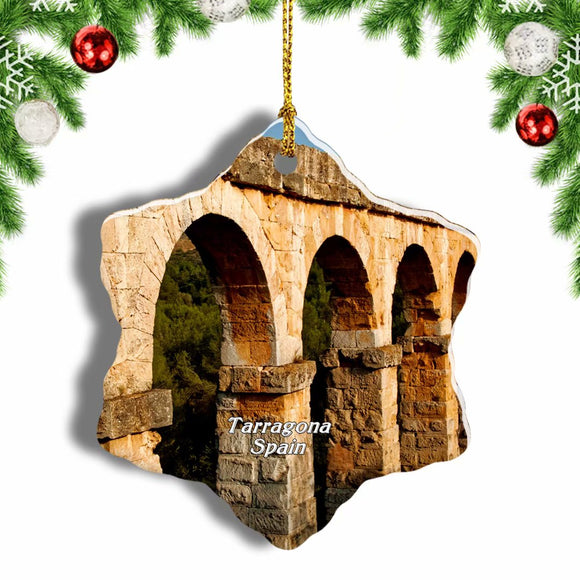 Spain Roman Aqueduct Tarragona Christmas Ornament 3 Inches Snow