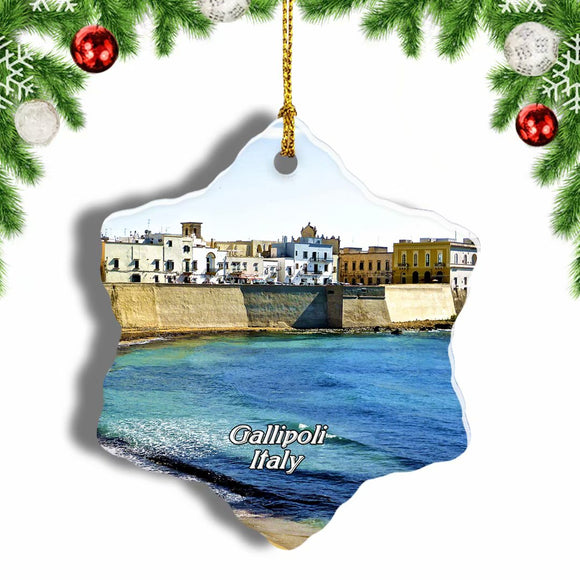 Italy Gallipoli_ Christmas Ornament 3 Inches Snow