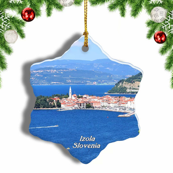 Slovenia Town Of Izola Christmas Ornament 3 Inches Snow