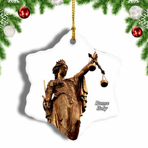 Goddess Of Justice Rome Italy Christmas Ornament 3 Inches Snow