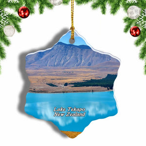 New Zealand Lake Tekapo Christmas Ornament 3 Inches Snow