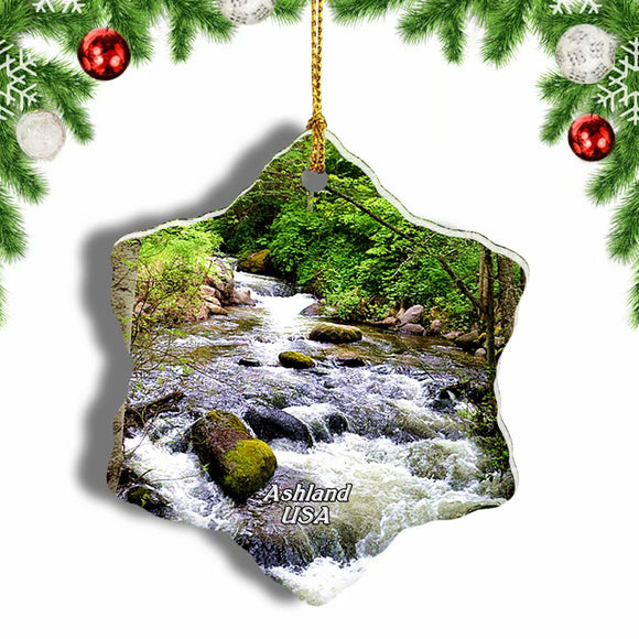 America USA Lithia Park Ashland Christmas Ornament 3 Inches Snow