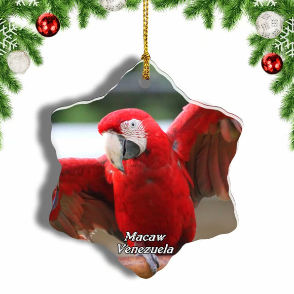 Macaw Venezuela Christmas Ornament 3 Inches Snow