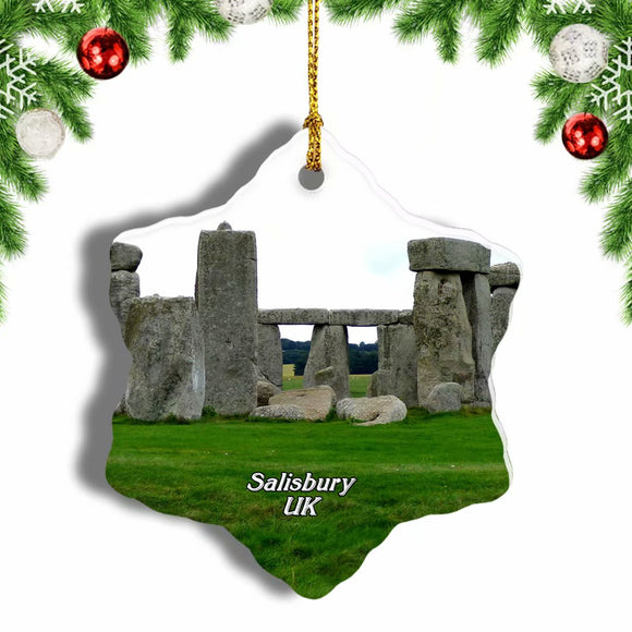 UK England Stonehenge Salisbury Christmas Ornament 3 Inches Snow