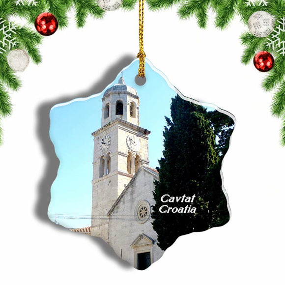 Croatia Church of St Nicholas Cavtat Christmas Ornament 3 Inches Snow