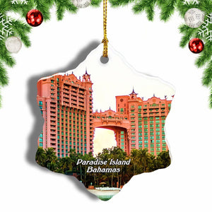 Paradise Island Bahamas Christmas Ornament 3 Inches Snow