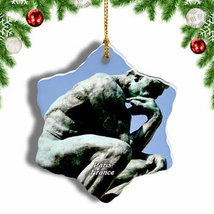 The Thinker Rodin Museum Paris France Christmas Ornament 3 Inches Snow