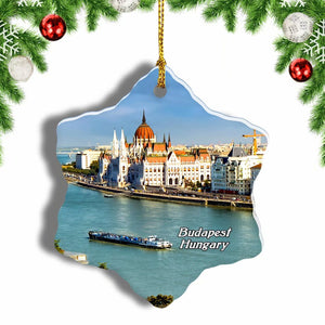 Hungary Danube River Budapest Christmas Ornament 3 Inches Snow