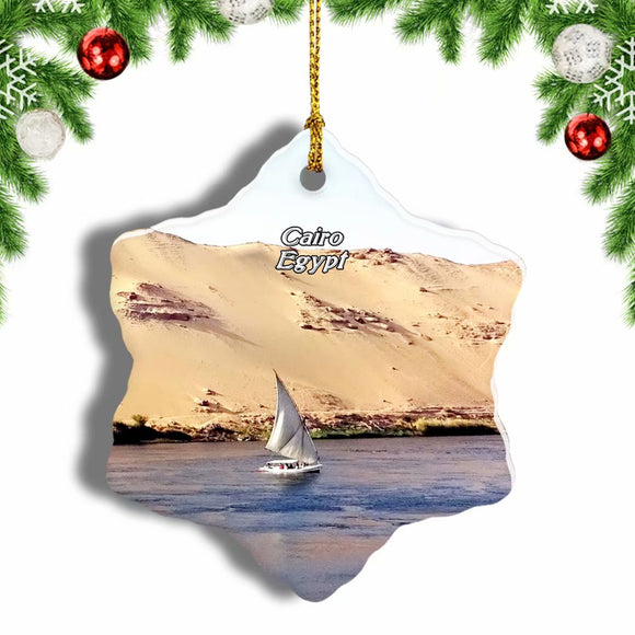 Egypt River Nile Cairo Christmas Ornament 3 Inches Snow