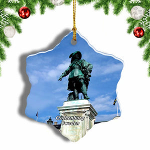 Sweden Gustav Adolf Monument Gothenburg Christmas Ornament 3 Inches Snow