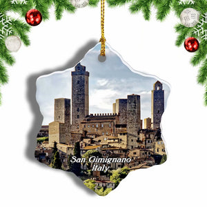 Italy San Gimignano Christmas Ornament 3 Inches Snow