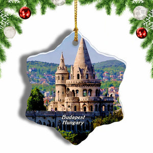 Hungary Fishermen's Bastion Budapest Christmas Ornament 3 Inches Snow