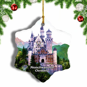 Germany Neuschwanstein Christmas Ornament 3 Inches Snow