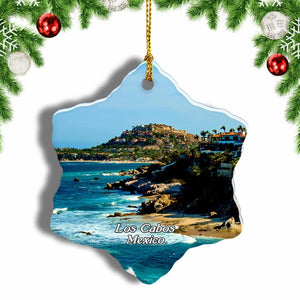 Mexico Chileno Beach Los Cabos Christmas Ornament 3 Inches Snow