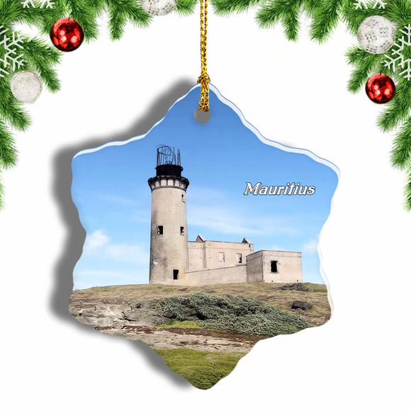 Mauritius Lighthouse Christmas Ornament 3 Inches Snow