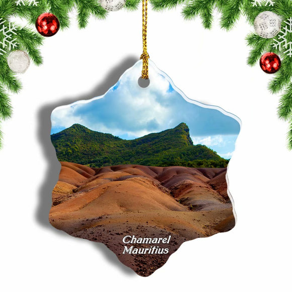 Mauritius Chamarel  Coloured Earth Christmas Ornament 3 Inches Snow