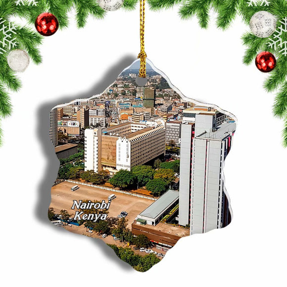 Nairobi Kenya Christmas Ornament 3 Inches Snow