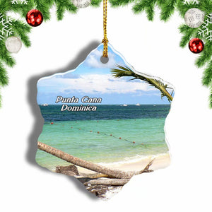 Macao Beach Punta Cana Dominica Christmas Ornament 3 Inches Snow