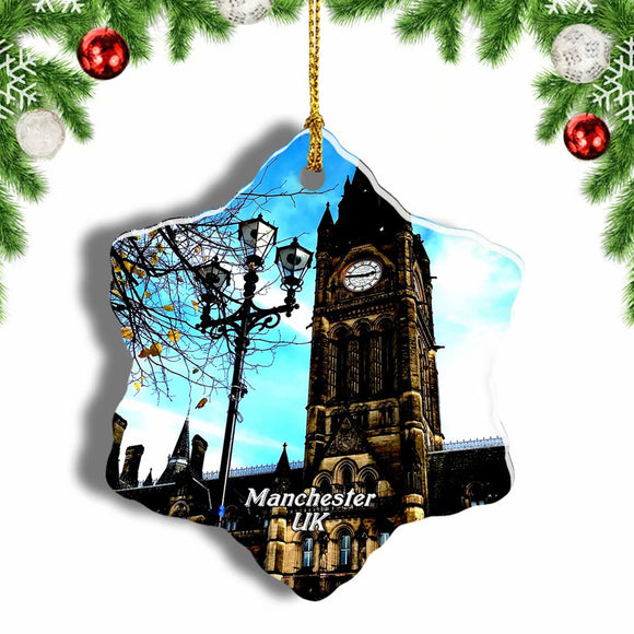 UK England Manchester Town Hall Christmas Ornament 3 Inches Snow