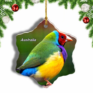 Australia Gouldian Finch Bird Christmas Ornament 3 Inches Snow