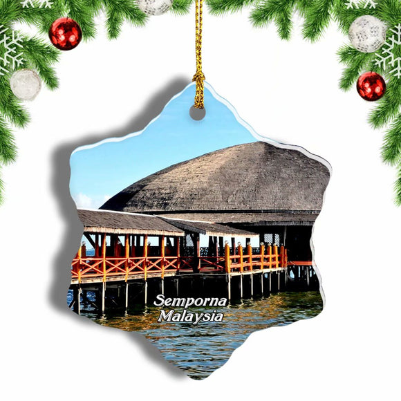 Malaysia Mabul Island Semporna Christmas Ornament 3 Inches Snow