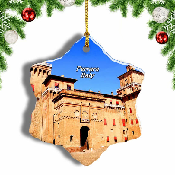 Italy Estense Castle Ferrara Christmas Ornament 3 Inches Snow