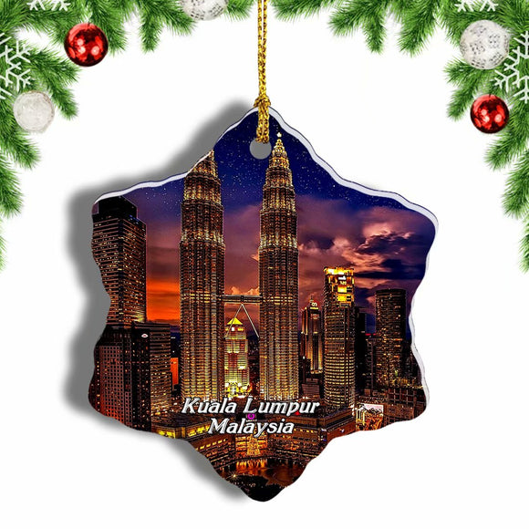 Malaysia Kuala Lumpur Christmas Ornament 3 Inches Snow