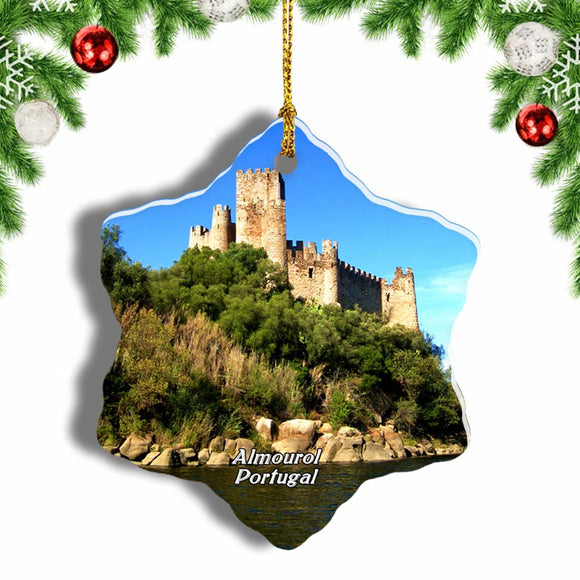 Portugal Almourol Castle Christmas Ornament 3 Inches Snow