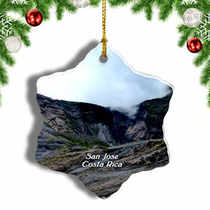 Costa Rica Irazu volcano San Jose Christmas Ornament 3 Inches Snow