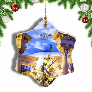 America USA Caesars Palace Las Vegas Christmas Ornament 3 Inches Snow