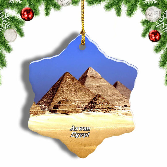 Egypt The Pyramids of Giza Cairo Christmas Ornament 3 Inches Snow