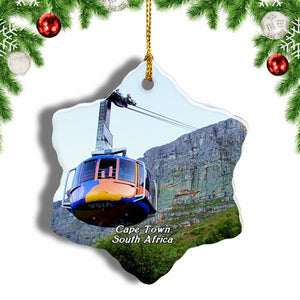 South Africa Table Mountain Aerial Cableway Cape Town Christmas Ornament 3 Inches Snow