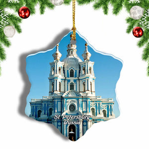 Russia Smolny Cathedral St. Petersburg Christmas Ornament 3 Inches Snow