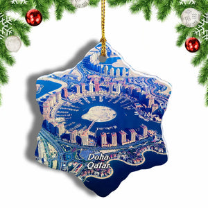 The Pearl Qatar Doha Christmas Ornament 3 Inches Snow