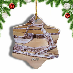 Salinas de Maras Peru Christmas Ornament 3 Inches Snow