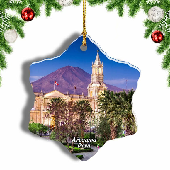 Arequipa Cathedral Andes Peru Christmas Ornament 3 Inches Snow