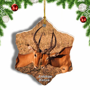 Kenya Antelope Christmas Ornament 3 Inches Snow