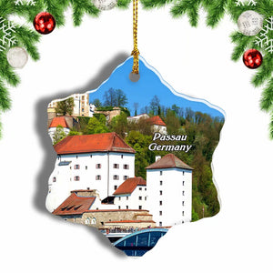 Germany Veste Castle Passau Christmas Ornament 3 Inches Snow