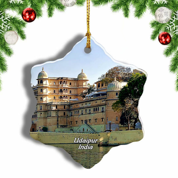 India City Palace Udaipur Christmas Ornament 3 Inches Snow